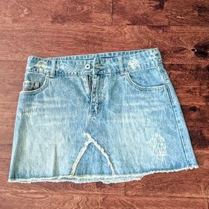 Light Blue Washed Out Denim Skirt